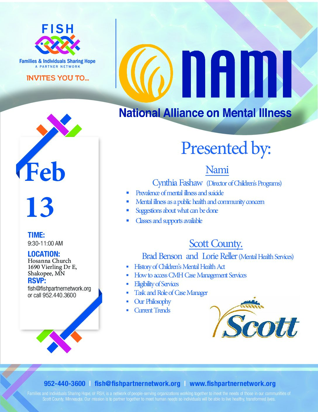 Feb 13 2nd Thursday Meeting – NAMI / Mental Health Services in Scott County