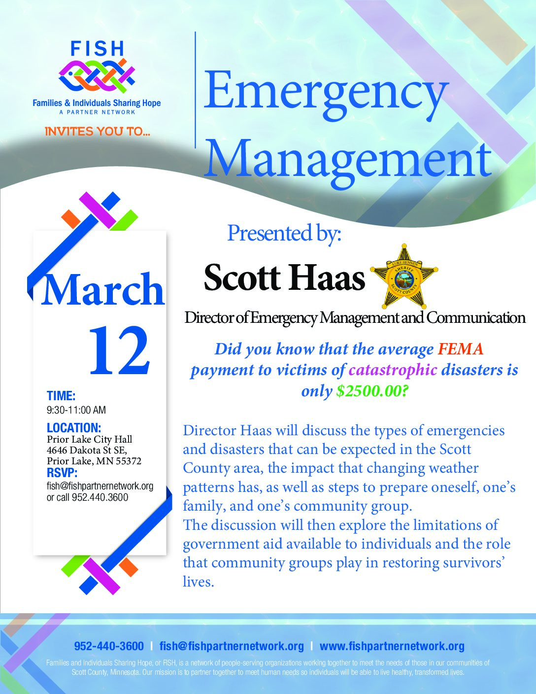 FISH 2nd Thursday Meeting – Emergency Management