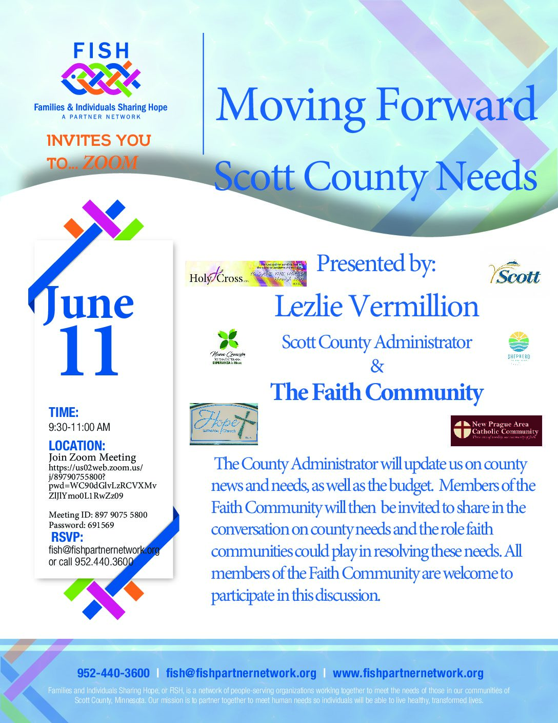 FISH June 11 2nd Thursday Virtual Meeting – Moving Forward:  Scott County Needs