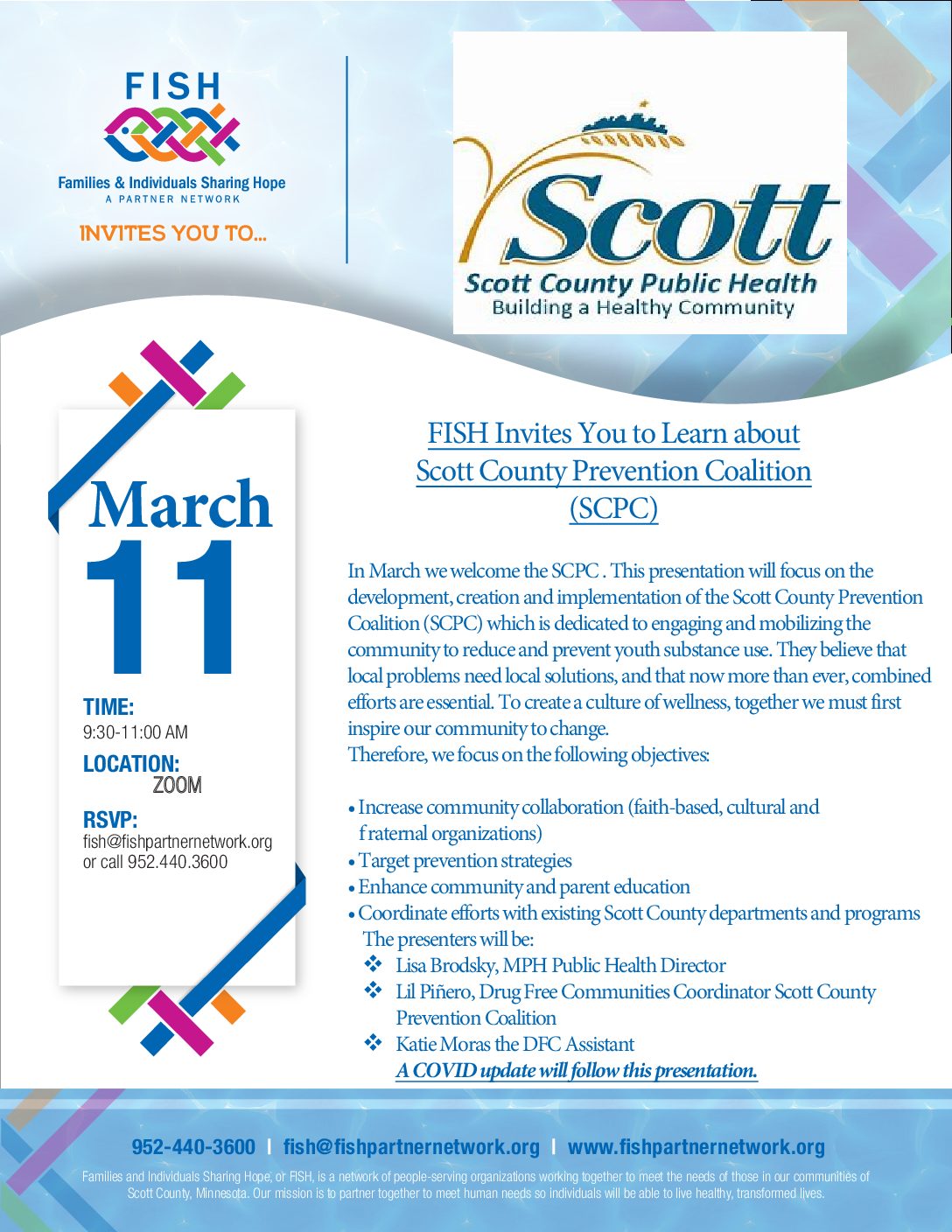March 11 Virtual FISH Meeting – Drug-Free Communities and Covid Update!
