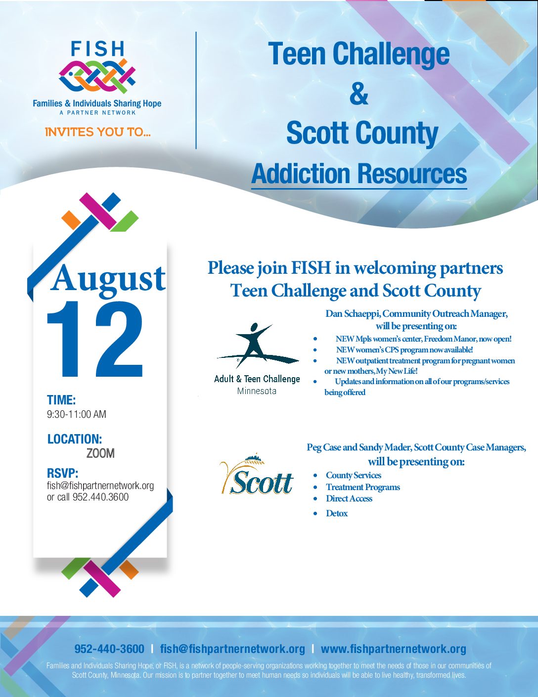 Mn Adult & Teen Challenge & Scott County Addiction Resources – August 12