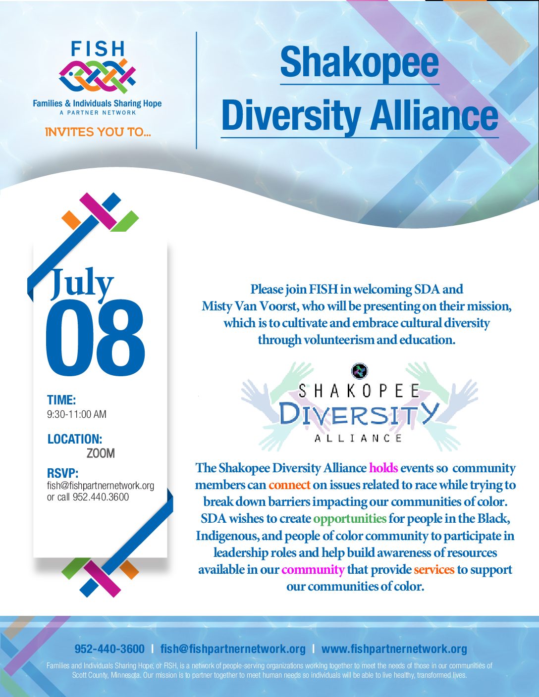 FISH Meeting Tomorrow – Shakopee Diversity Alliance!